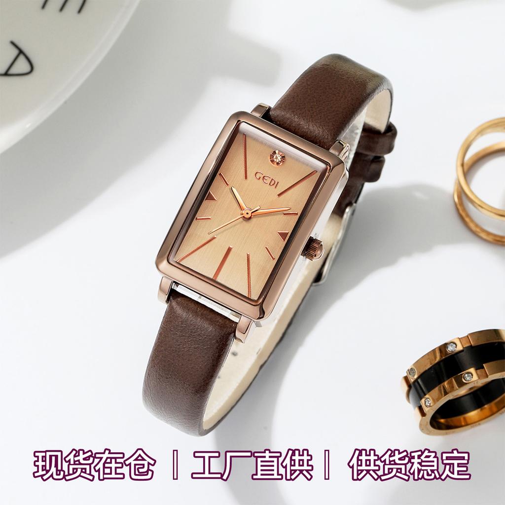 Retro Style Small Square Plate Women'S Watch Light And Small High-End Belt Watch Women'S Quartz Watch