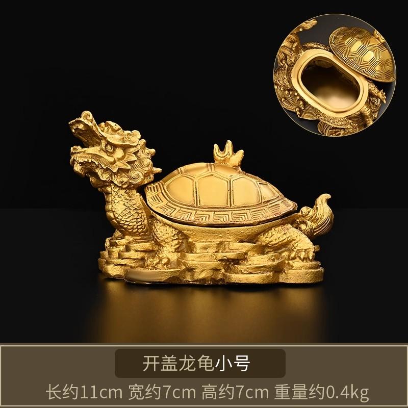 

Large Brass Dragon Turtle Statue - Openable Feng Shui Wealth Tortoise Sculpture, Solid Copper Lucky Decor for Home/Office Desk,