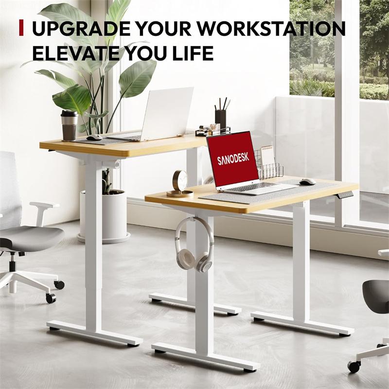 Electric Standing up Desk, Height Adjustable Electric Sit Stand Desk, Computer Desk Height Adjustable for Home Office Study Desk