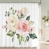 High Quality Small Fresh Flowers Fabric Shower Curtain Waterproof Floral Bath Curtains For Bathroom Decorate With 12 Hooks