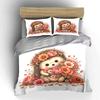 Cute Hedgehog Holding Flowers Duvet Cover Set With 3D Printing Design Soft Polyester Bedding Set All-Season Comfort For Gifts