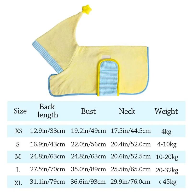 Cute Quick-drying Dog Bathrobe Absorbent Soft Puppy Robe Nightwear Pet Bathing Supplies Dog Towel For Small Large Dog