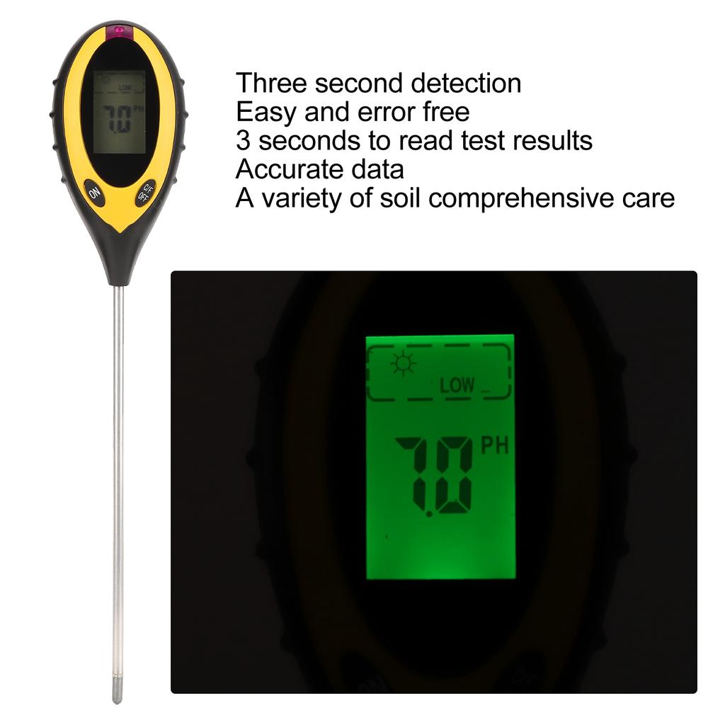 4 in 1 Soil Meter Digital Acid Alkali Humidity Temperature Light Strength Detection for Agriculture