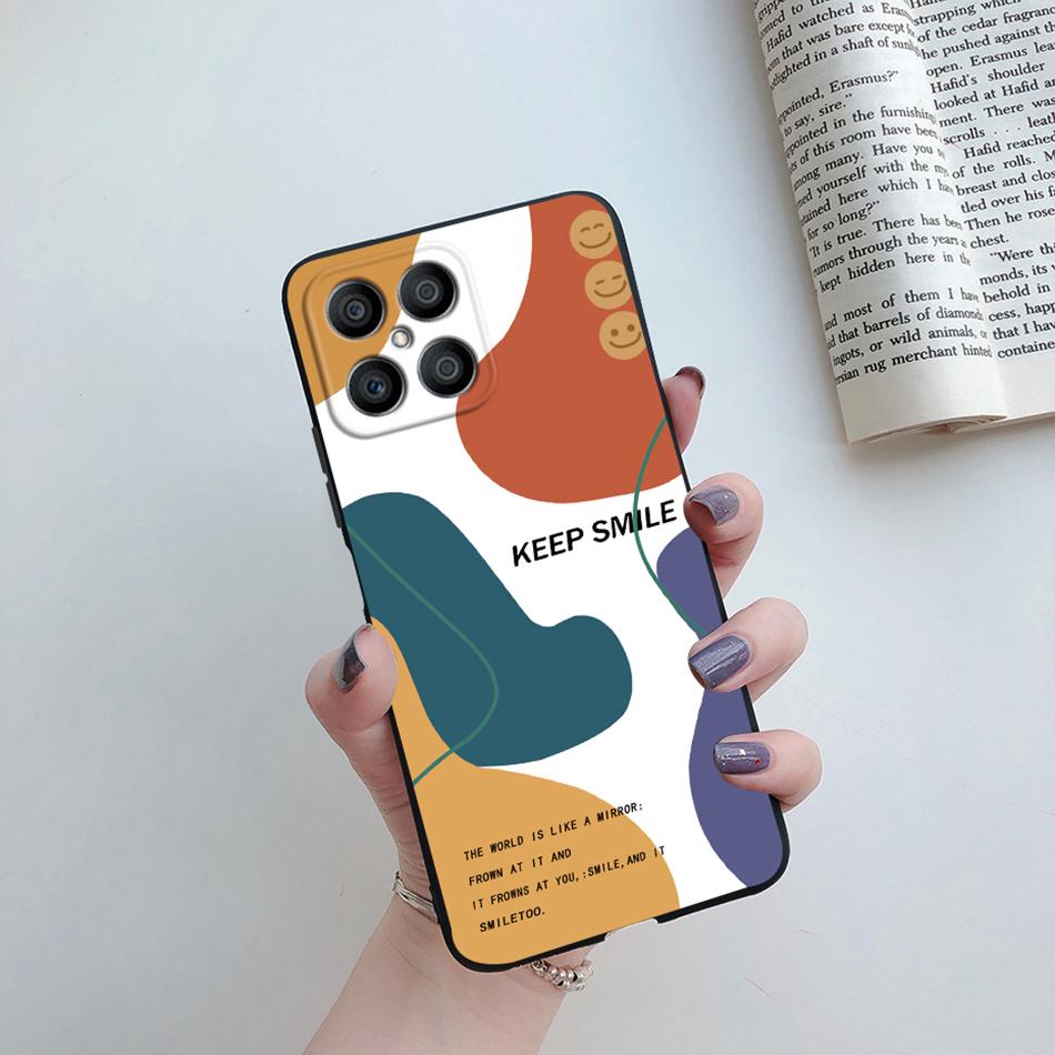 For Huawei X8 Case Fashion Flower Cartoon Pattern Soft Silicone Back Cover For Honor X8 4G TFY-LX1 TFY-LX2 TFY-LX3 HonorX8 Funda