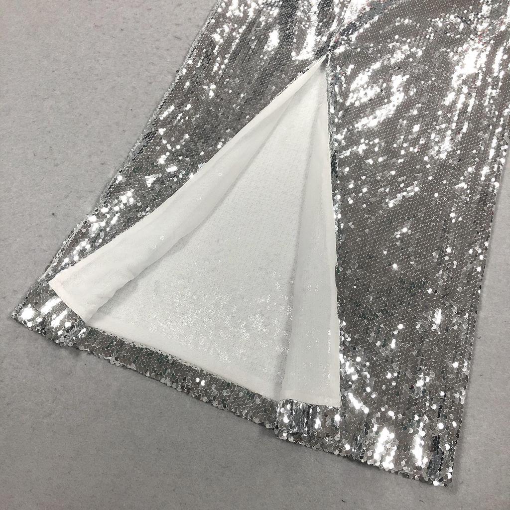 Zilver-Grijze Pailletten Slim Fit Damesmode - Herfst/Winter Collectie 2025