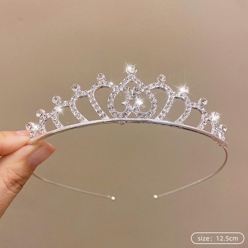 Children's Princess Crown Crystal Tiara Girls Hair Accessories High-end Atmosphere Dance Performance Birthday Gift Crown Bridal