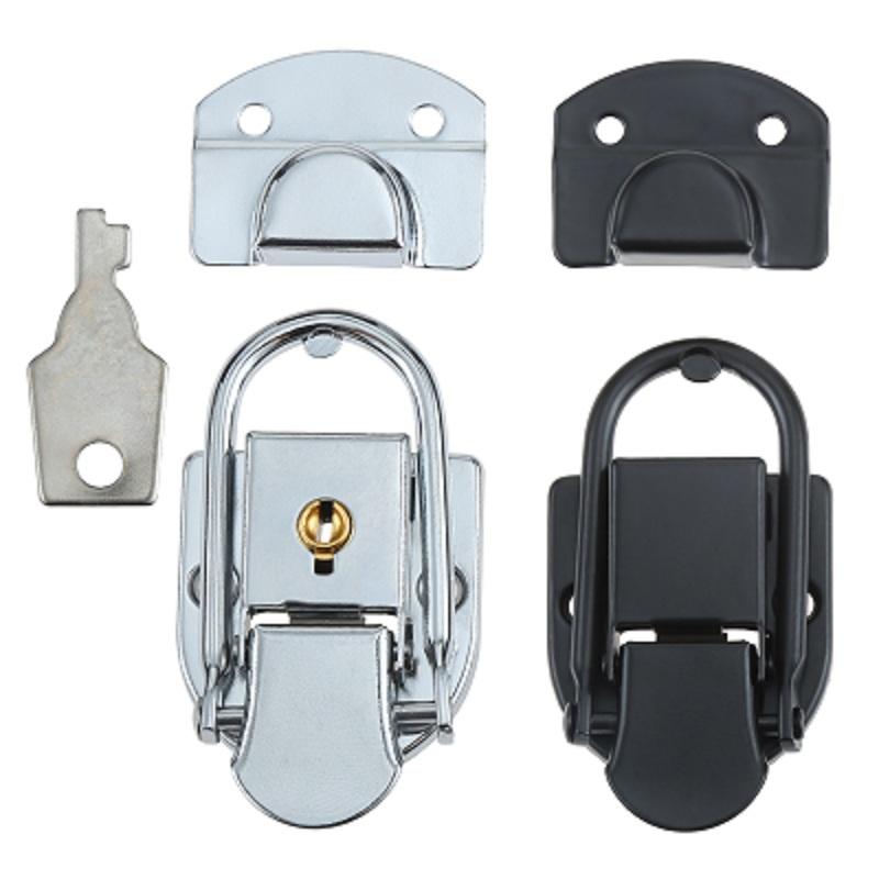 1 Set Chiusura a Scatto in Metallo con/senza Chiave Argento/Nero Fibbia di Sicurezza per Custodia da Aviazione Armadietto Cassetta degli Attrezzi Scatola Armadietto 69*34mm