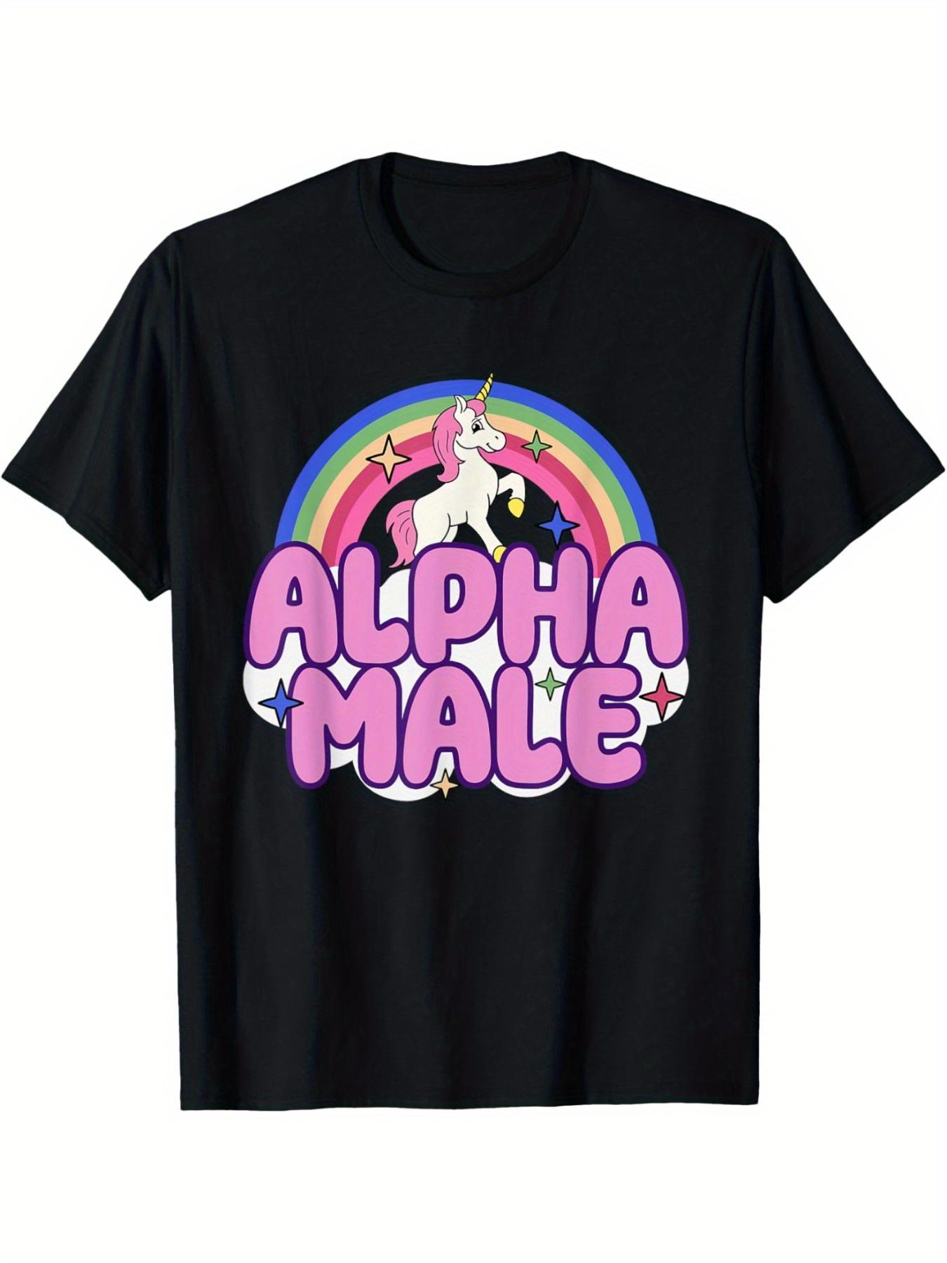Alpha Male Unicorn Funny Sarcastic Ironic Weird Y2K Humor T-Shirt S разноцветный