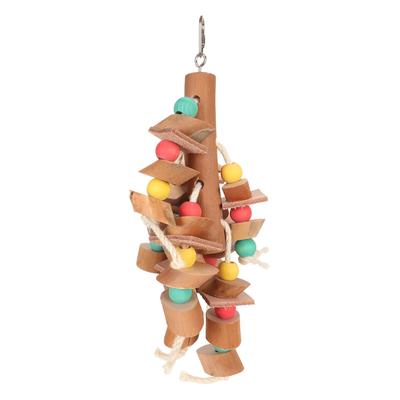Bird Chew Toy Colorful Beak Paw Grinding Wood Blocks Parrot Hanging Cage Toy for Small Bird