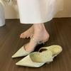 High-heeled New Chinese-style Flower Retro Baotou Half-slippers Women's Shoes 2025 New Spring and Summer Outer Wear Half-support Single Shoes