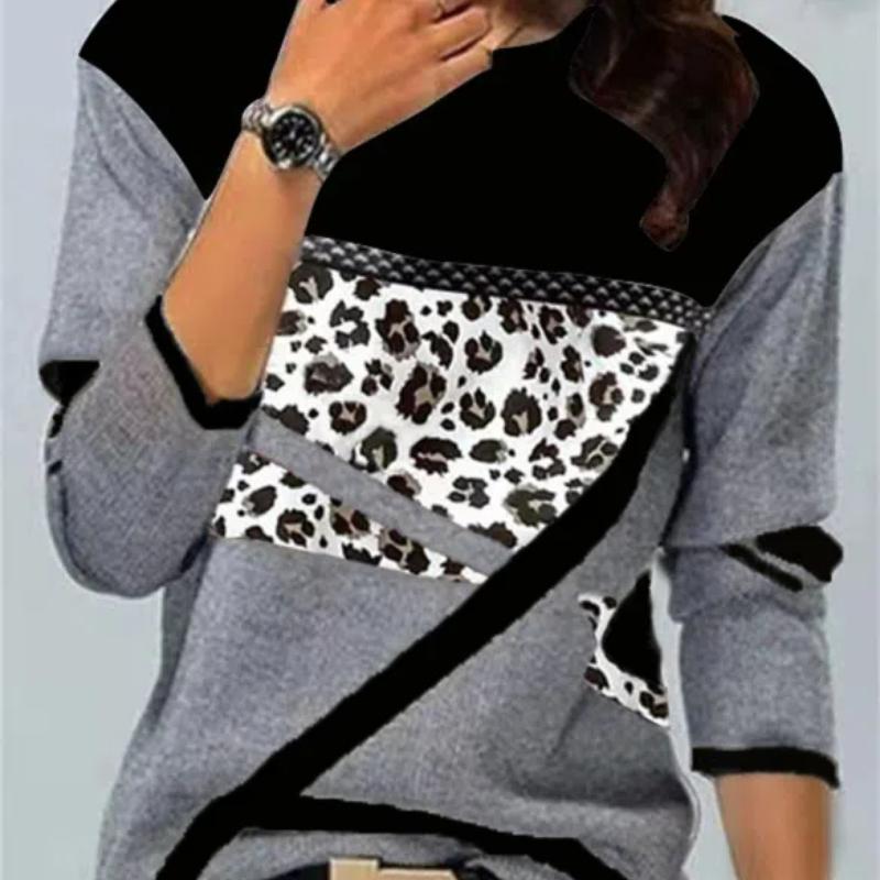 Dámská trička Trička s 3D geometrickým kontrastním potiskem Dámské Volný Dlouhý rukáv Elegantní Harajuku trička s výstřihem do O Dáma Podzim Zima