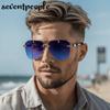 Steampunk Oversized Rimless Pilot Sunglasses Men  Luxury Brand Trendy Oval Metal Punk Sun Glasses Retro Outdoor Shades UV400
