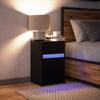 Table de Chevet LED, Noire, Matériau à base de bois