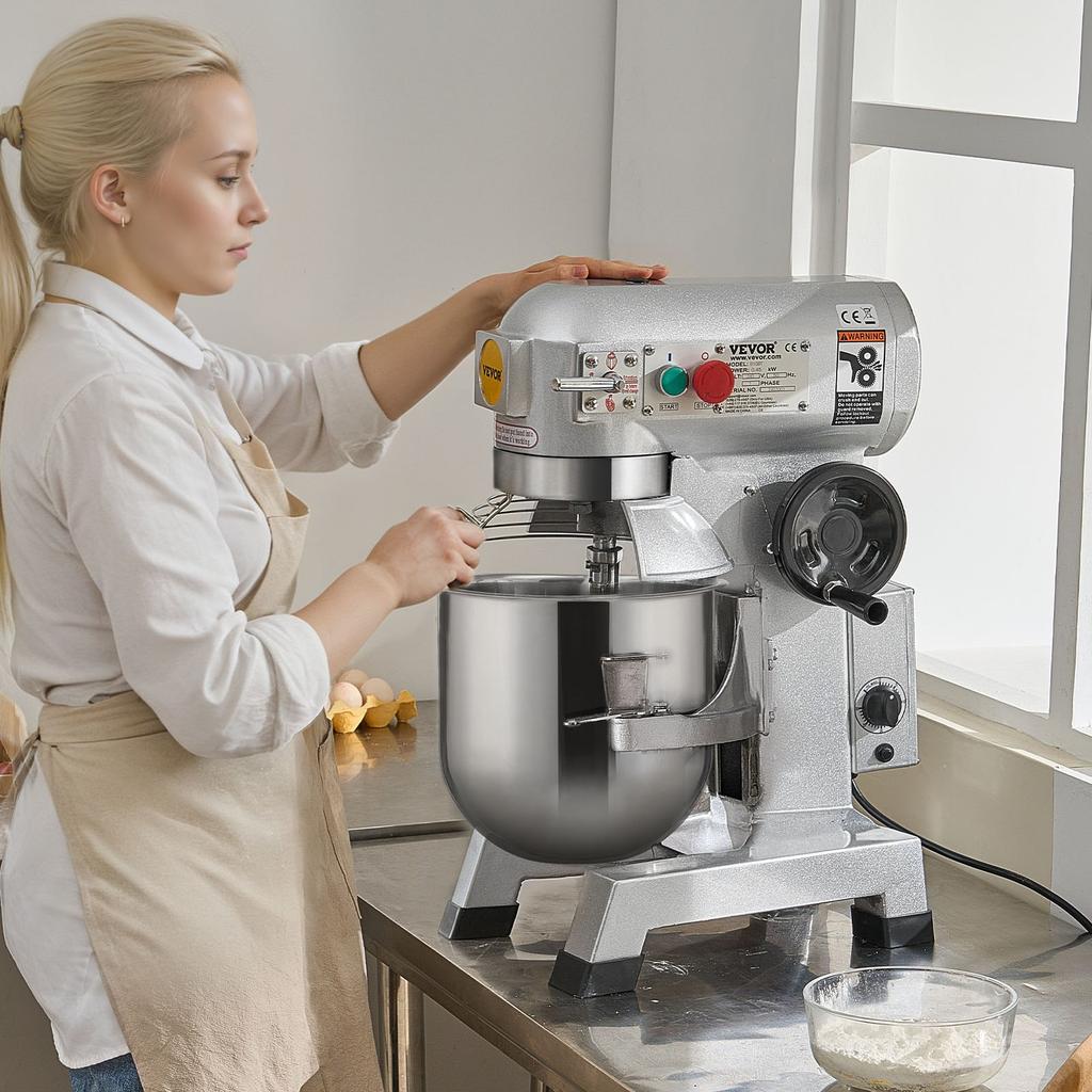 VEVOR Commercial Food Mixer, 18.7L Commercial Stand Mixer with 3 Adjustable Speeds