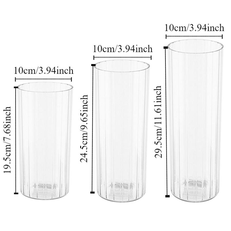 Modern Transparent Flower Vase Striped Style Decorative Bottles  Restaurant Centerpiece