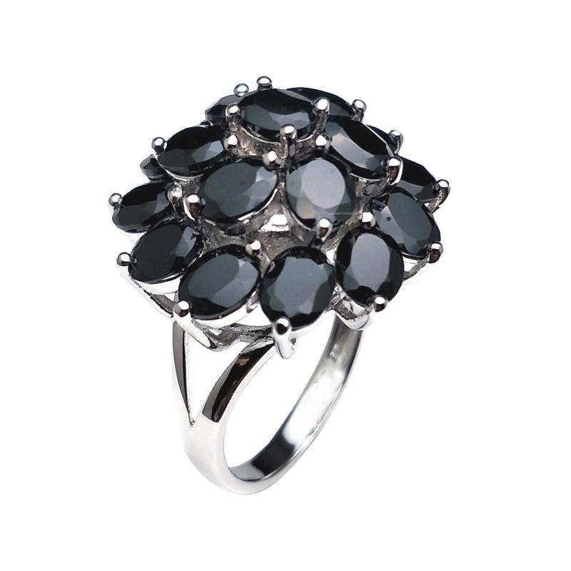 Natürlicher schwarzer Spinell-Edelstein, edles Schmuckset aus 925er Sterlingsilber, bester Ring, Anhänger, Ohrringe für Frauen, täglicher Party-Look