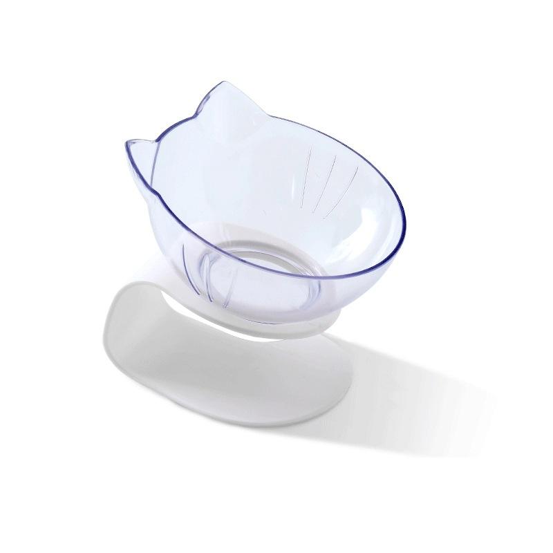 

Tilted Anti-Slip Transparent Pet Bowl with Stand - Single/Double Cervical Spine Protection Cat Food Bowl & Dog Water Bowl