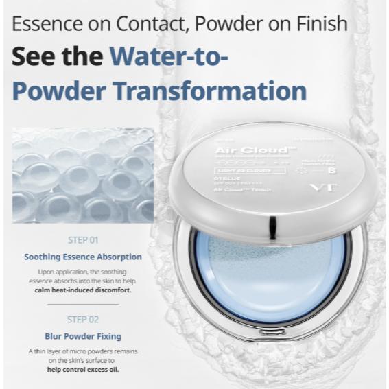 VT COSMETICS Air Cloud Water Powder Sun Cushion SPF50+ PA++++, 12g