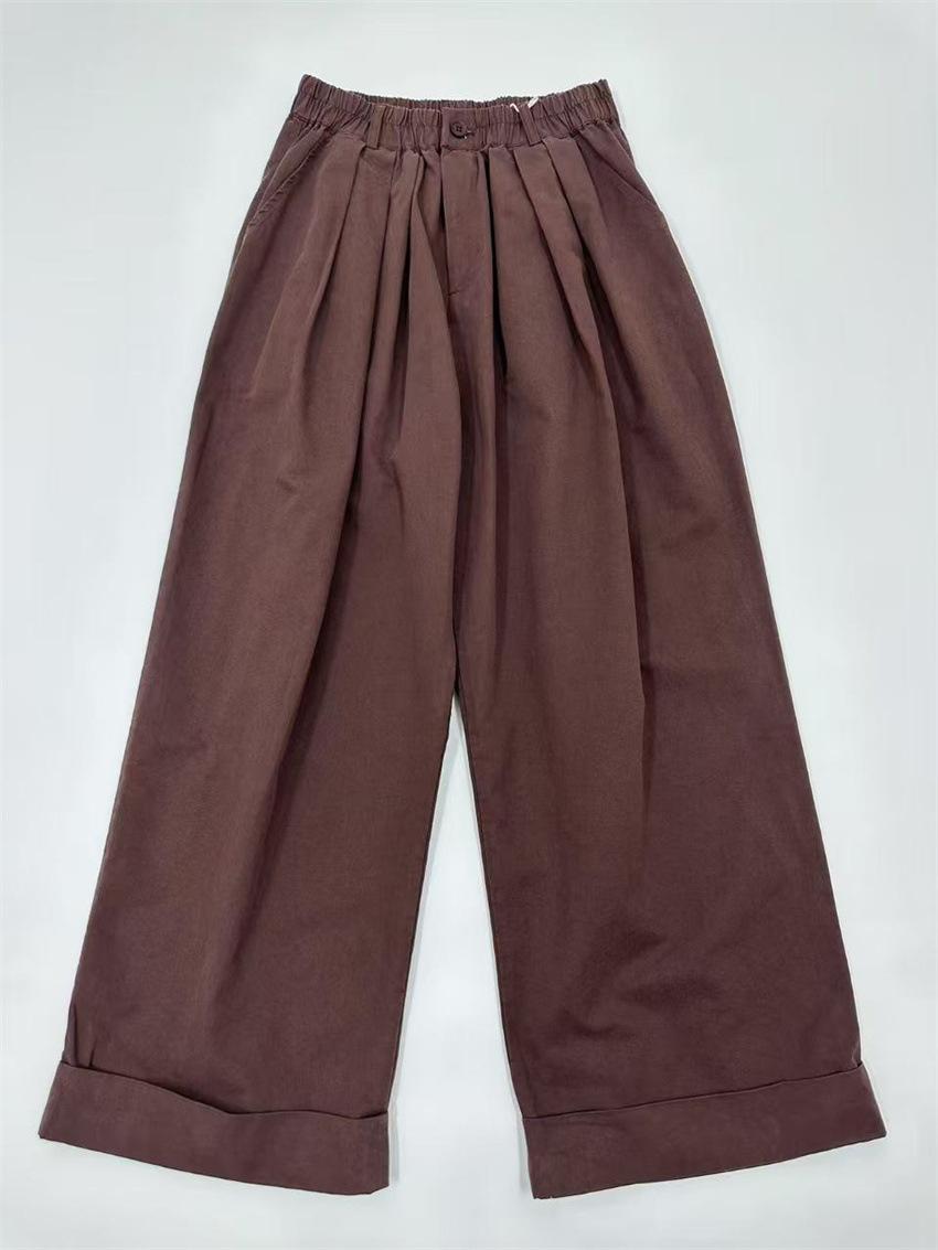 

Johnature Простые универсальные эластичные брюки с высокой талией, женские свободные широкие брюки, женские повседневные брюки One Size бордовый