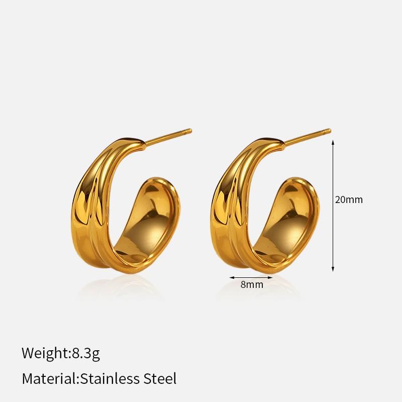 Ins Style Stainless Steel Earrings 18K Gold Plated Titanium Trendy Jewelry Men Women