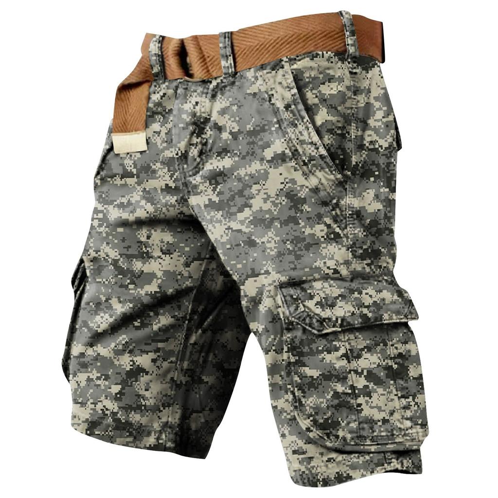 Pánské šortky pracovní oděvy s potiskem ke Dni nezávislosti a s více kapsami