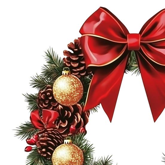 Christmas Stickers Wreath Wall Decals Red Bow Pinecone Patterns Stickers Removable PVC Holiday Decor for Living Room Bedroom Office