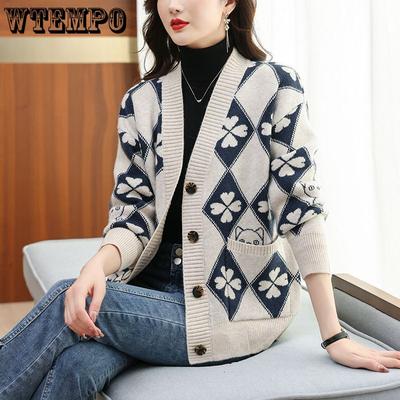 Plus Size Women's Sweater Cardigan Thickened Sweater Autumn and Winter Knitting Coat Loose and Not Pilly
