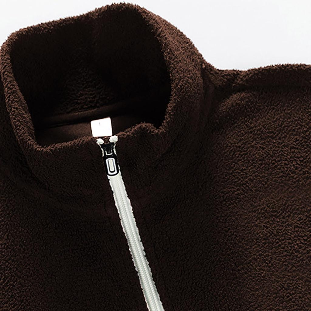 Men's Casual Solid-color Long-sleeved Sports Sweatshirt, Men's Fleece Warm Semi-zippered Pullover Sweatshirt