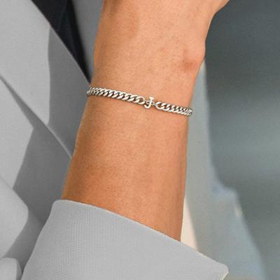 Unisex Armband Buchstabenanhänger Hohl Dicke Kette Verstellbar mit Verlängerungskette Name