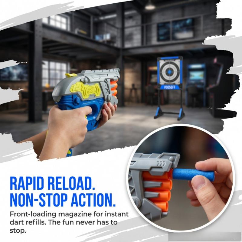 4-Hole Manual Soft Bullet Toy Gun with 10Pcs Safe Suction Soft Darts Educational Outdoor Shooting Game Interactive Blaster Toy