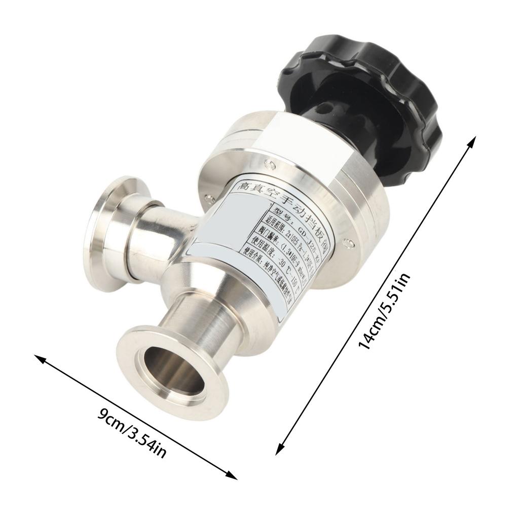 Bellow Valve Vacuum Isolation Valve KF25 304 Stainless Steel High Vacuum Manual Right Angle Bellow Isolation Valve