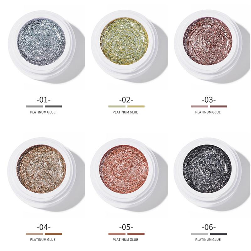 6 Color Glitter Platinum Gel Nail Polish Flash Uv Led Soak Off Gel Varnish Shiny Painting Line Gel Lacquer For Nail Art Salon