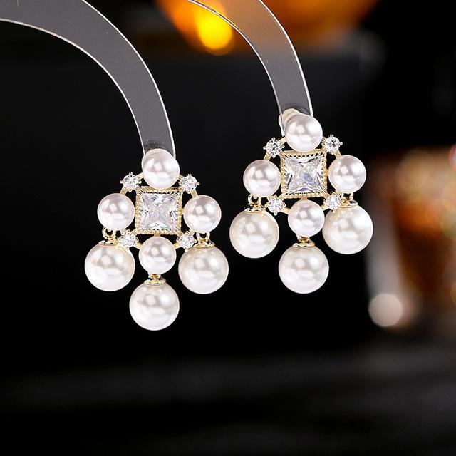 2022 neue Mode Retro Süßwasser Perlen Ohrringe für Frauen Bling CZ Barock Süßwasser Perle Baumeln 925 Silber Nadel Earing