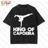 Capoeira Bojové umění Brazílie Bojovník Král Vintage Nadměrné Tričko Tee HF66