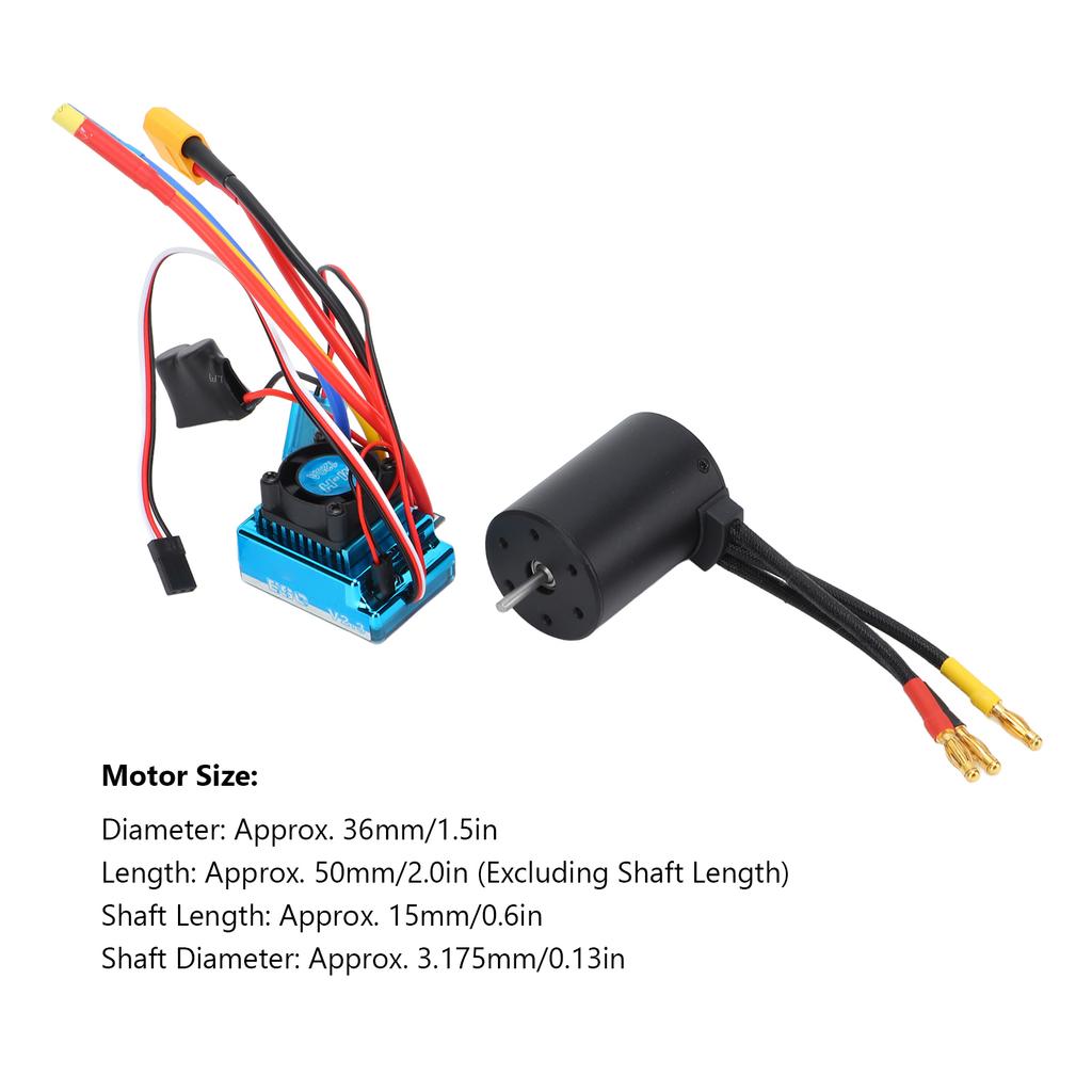 3650 3600KV Brushless ESC and 120A Brushless Motor Waterproof RC Car Part for 1:10 RC Car and 1/8 RC Car