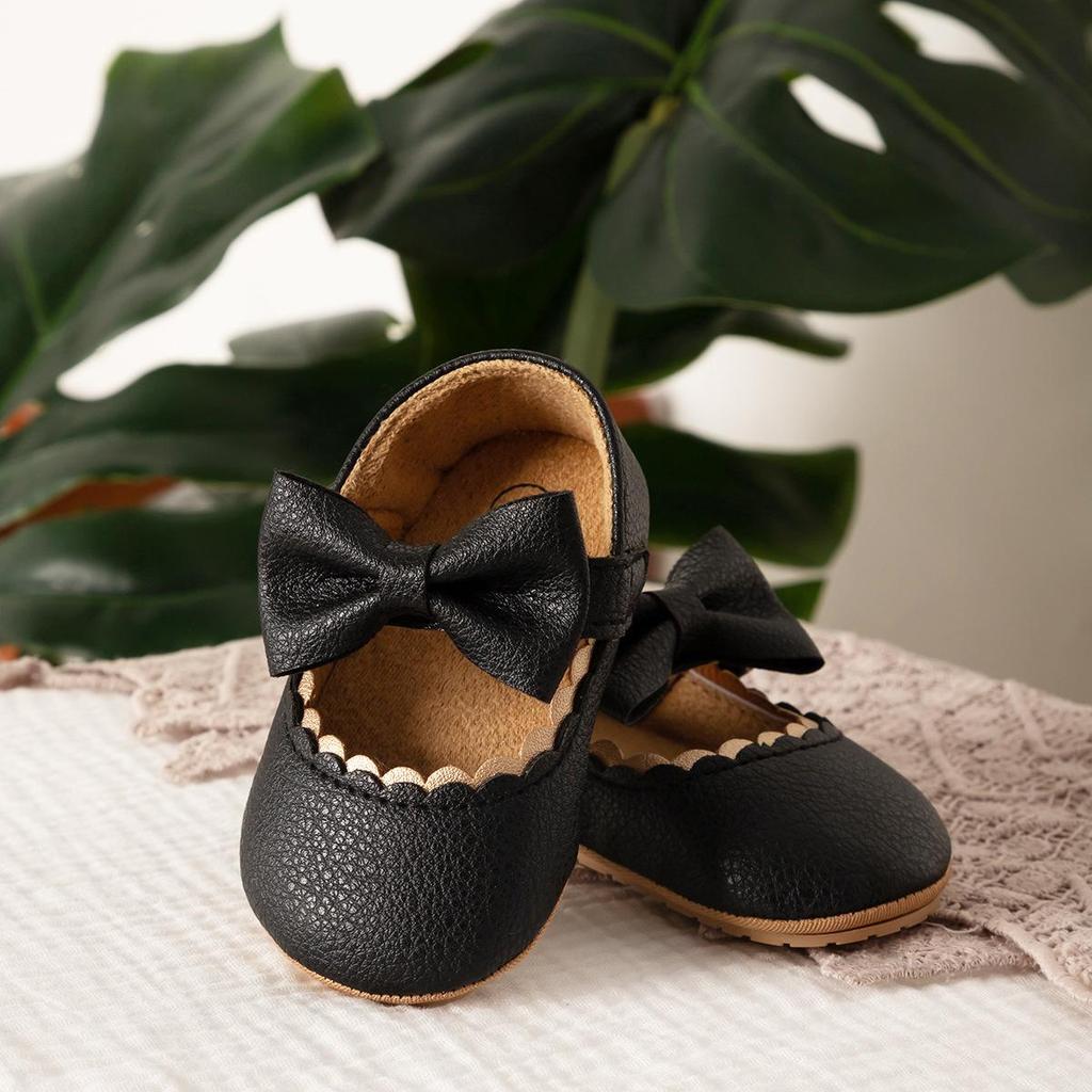 Baby Princess Shoes 0-1 Year, Soft Non-slip PU Leather with Bowknot, Suitable for Spring/Autumn.