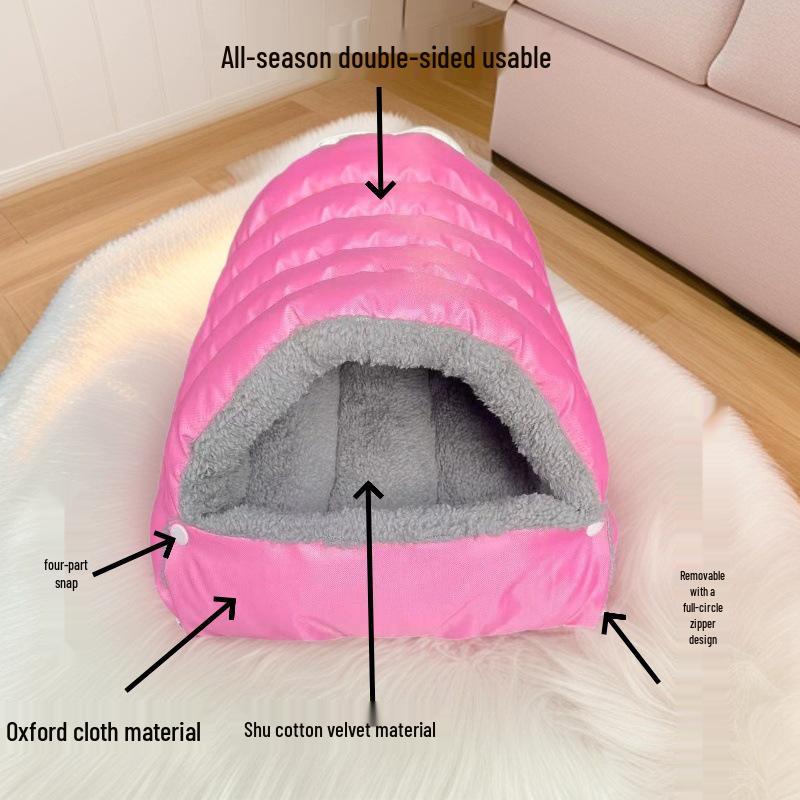 Cat & Small Dog Winter Warm Semi-Closed Nest - Spacious All-Season Sleeping Bag