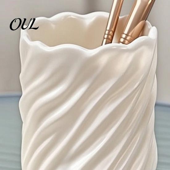 Desktop Pen Holder Spiral Holder, 3D Printed Twisted Makeup Brush Organizer Cup, Durable PLA Storage Decorative Desk Container for Office Vanity Table