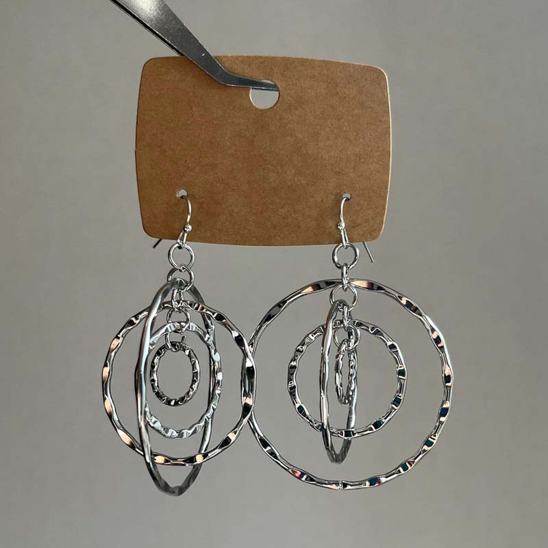 Fashion Silver Color Round Hollow Drop Earrings for Women Punk Metal Multilayer Geometric Threaded Earrings Party Jewelry Gifts серебряный