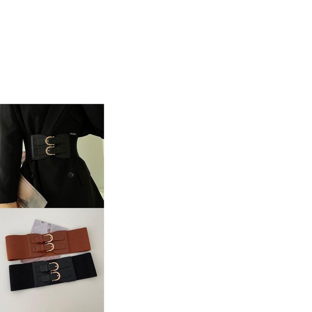 Black Sophisticated Wide Waist Belt For Women With Alloy Buckle Ideal For Dresses Jackets And Sweaters
