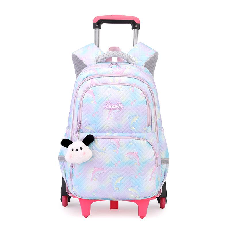 Zaino Scolastico per Bambini con Ruote Borse per Studenti per Ragazze Borsa Trolley Cartella Carina Zaino con Ruote Bambina Ragazze