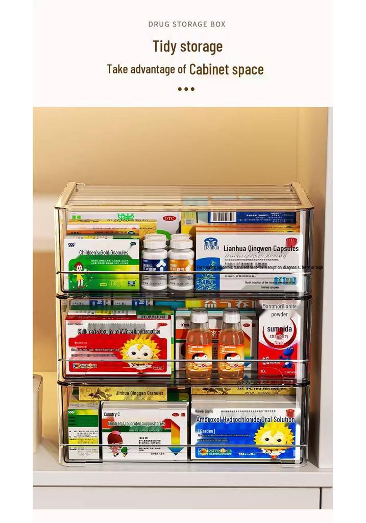 Transparent Acrylic Medicine Storage Drawer - Desktop Organizer Box