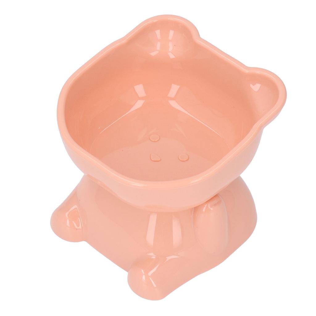 Raised Pet Bowl Prevent Tipping Cartoon Shape Plastic Elevated Cat Bowl for Water Food Pink