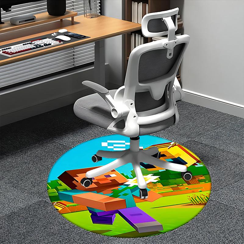 

Minecraft Character Chair mat Round Rug-Office carpet, Machine Washable, Non-slip, Suitable for Living Rooms, Bedrooms, Entryways, and Holid 80cm by 80cm
