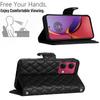 6-Color PU Leather Diamond Check-Patterned Wrist Strap Wallet Phone Case for Motorola Moto E13,E20,E30,E40,Moto G,Moto G Play,G04,G05,G13,G23,G53...