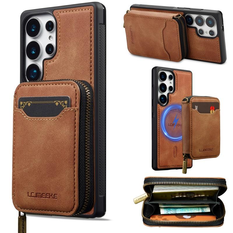 Leather Magsafe Detachable Phone Case for Samsung Galaxy S26 S25 Edge S24 Ultra S23 S22 Plus S21 S20 FE A17 A37 A57 Wallet Cover