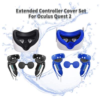 Silicone Face Cover Extended Controller Grips For Oculus Quest 2 Accessories Non Slip With Adjustable Hand Strap Lens Cover Set
