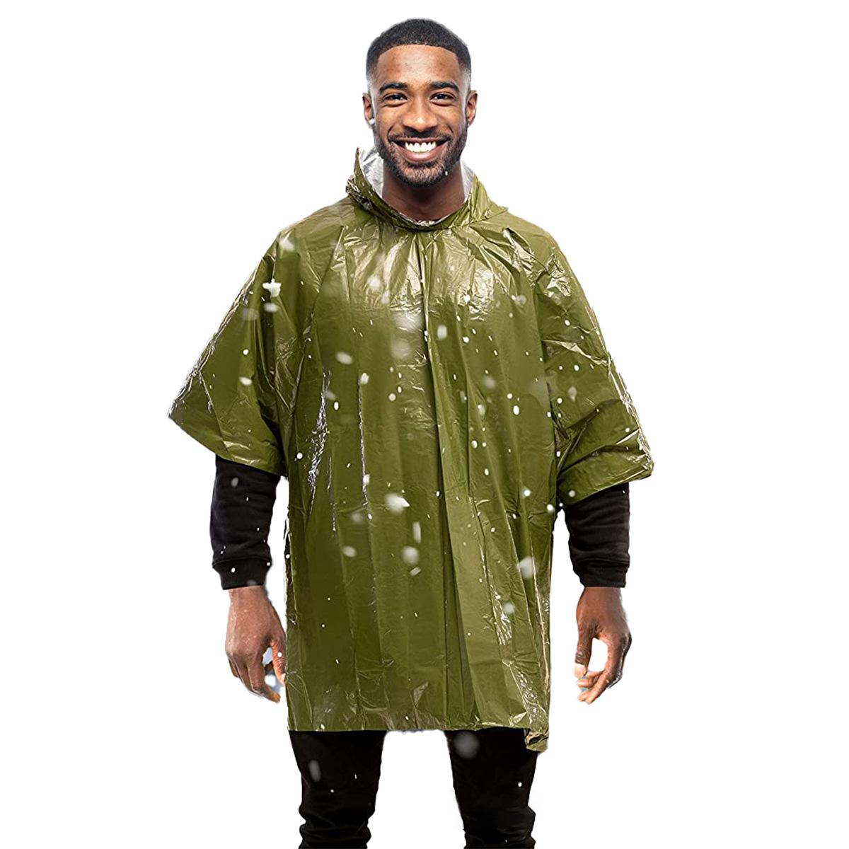 

Надзвичайний кемпінг для виживання, термоізоляція та тепле спорядження, ковдра для виживання, аварійний дощовик зелений