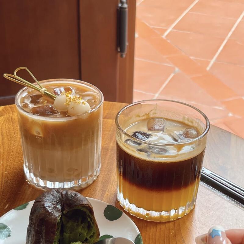 Striped Glass Tumbler for Coffee & Whiskey