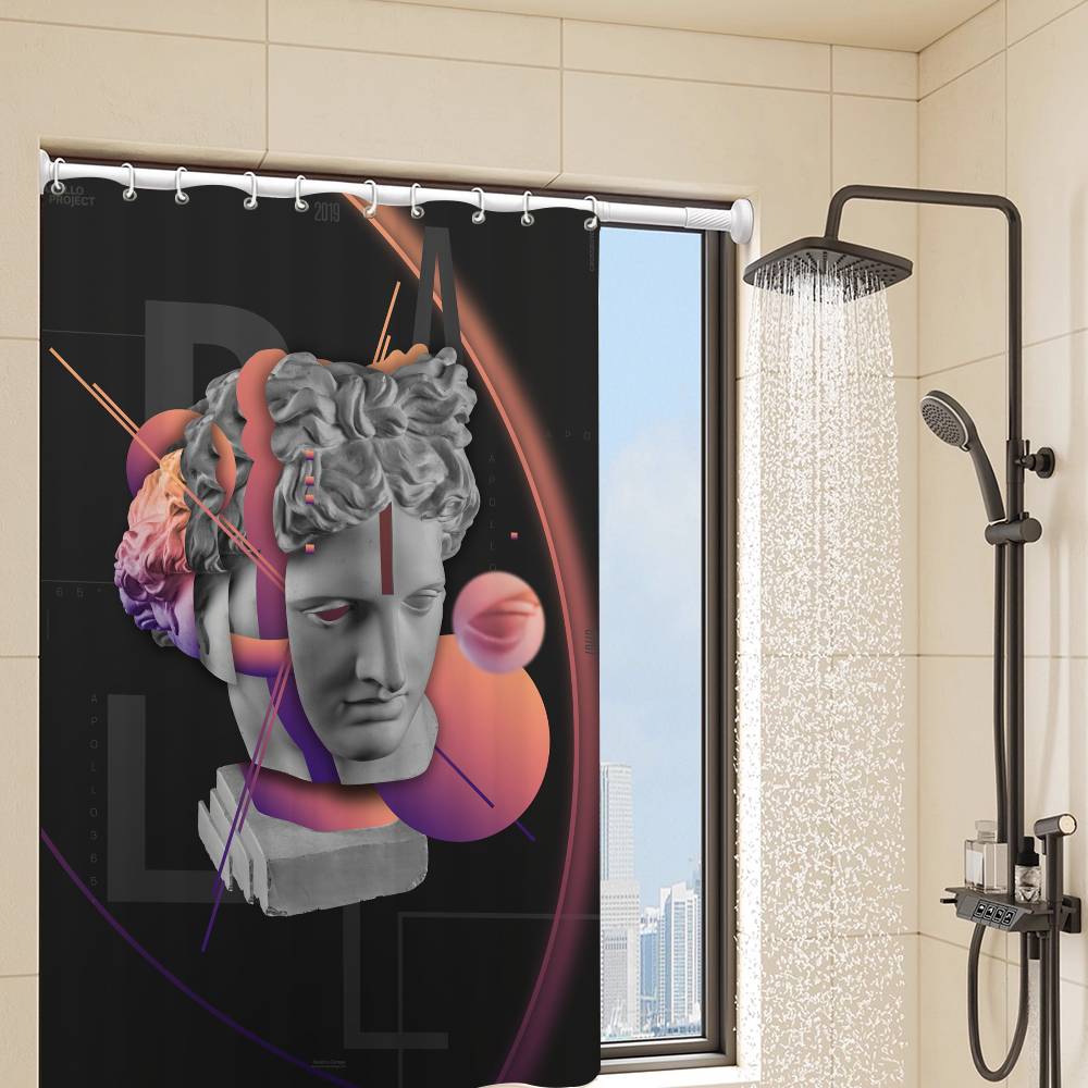 Statue David Graphic Designer Polyester Shower Curtain Waterproof Rust Resistant Grommet Easy Care Wipe Clean Durable